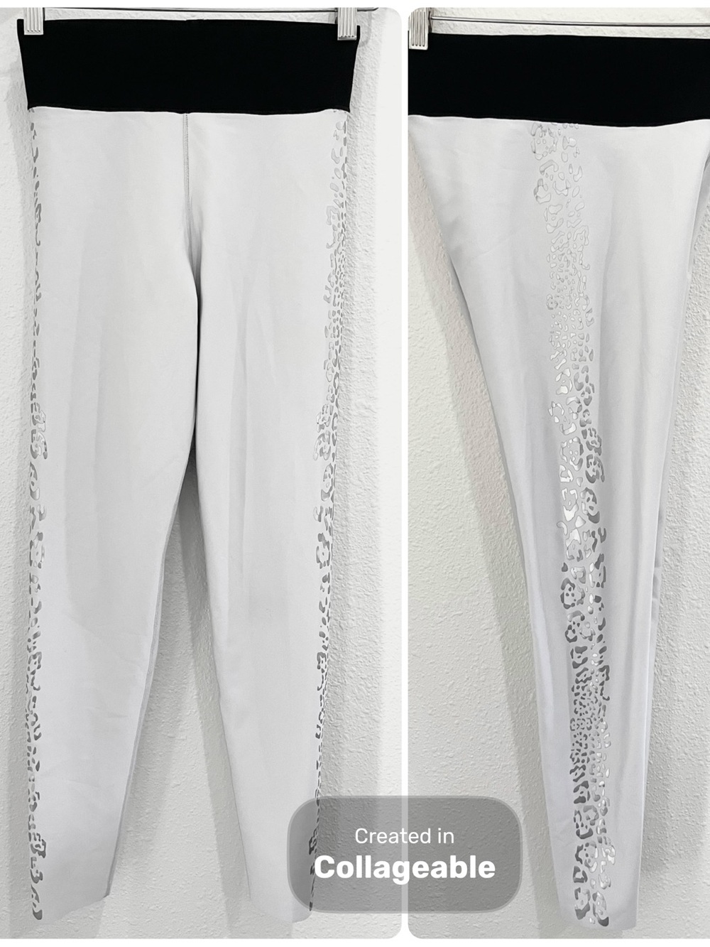 Ultracor Luxury Compression Leggings Athletic Leopard Print Workout White
